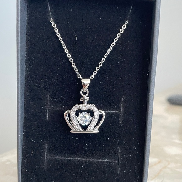 Natures Jewelry Jewelry - Necklace for Women Sterling Silver S925 Crown Pendant Cubic Zirconia